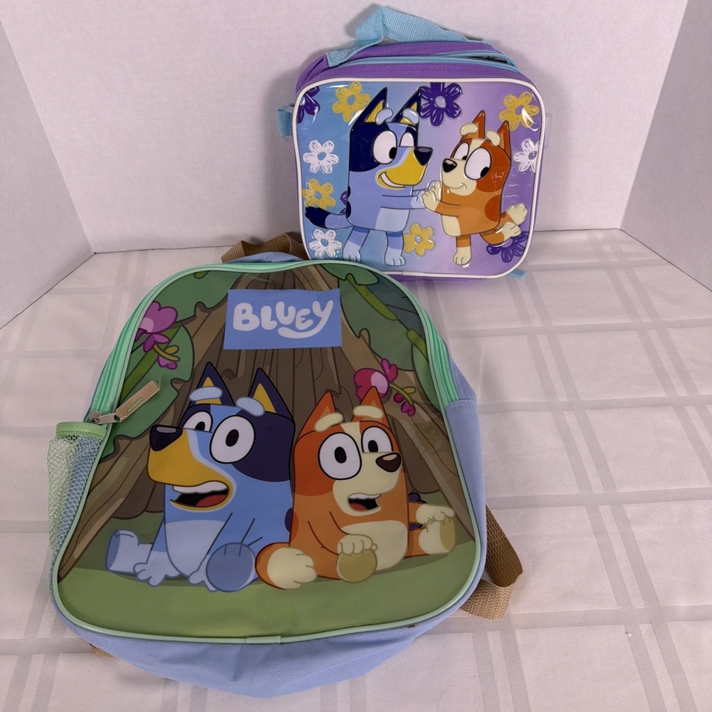 Bluey Character Backpack with Lunch Box School Bag Set for Kids